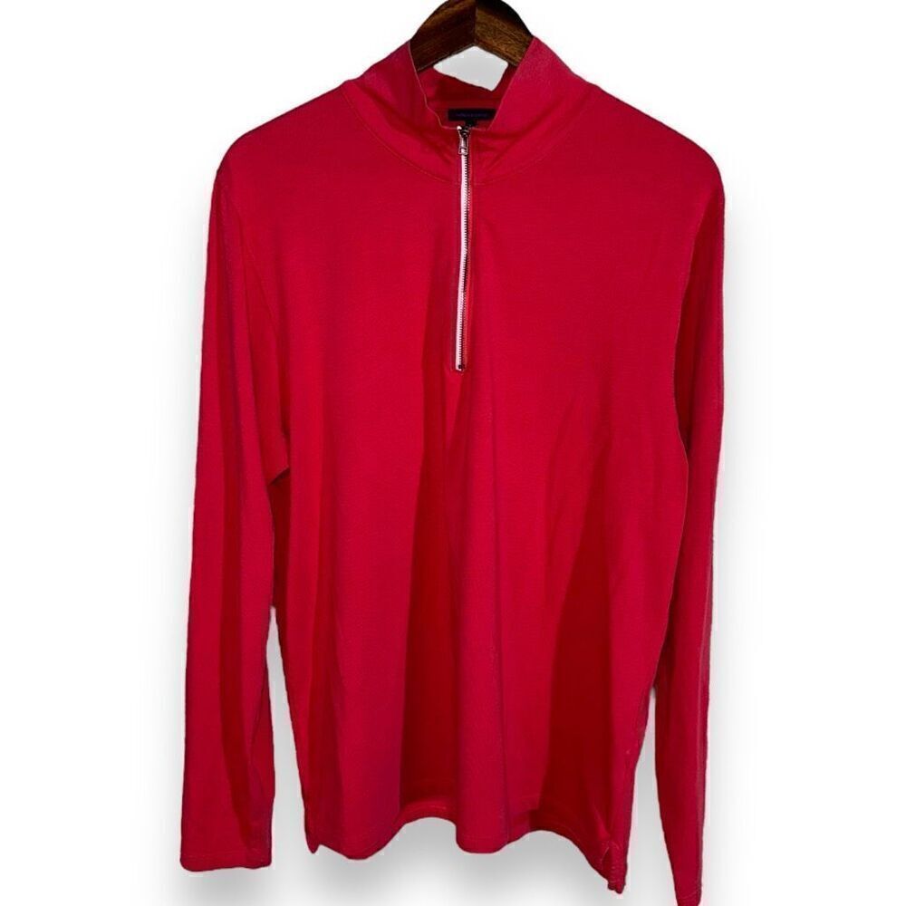 Red Patrick Assaraf 1/4 Zip Pima Cotton Sweater Size XL